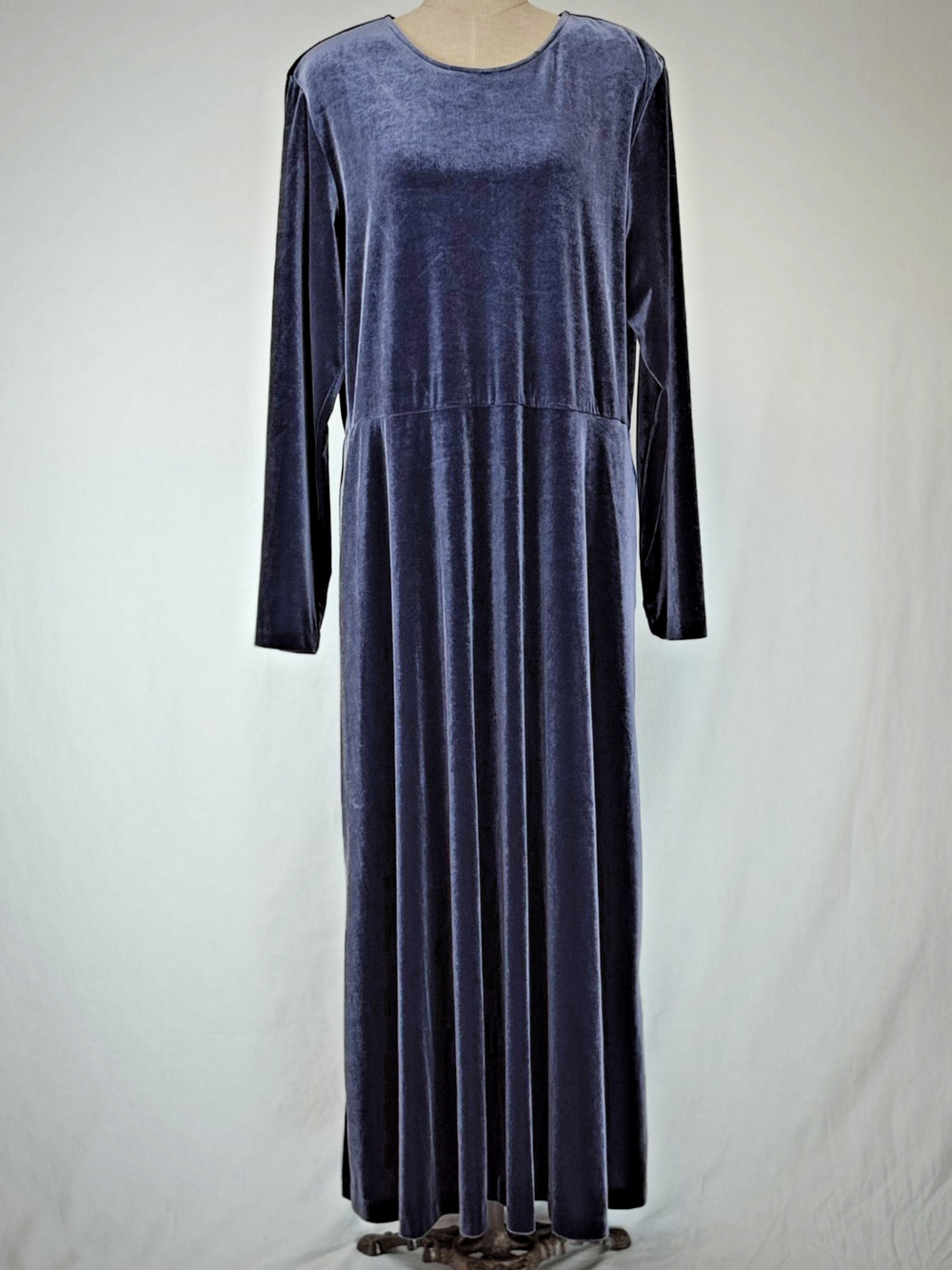 Vintage 90's Norm Thompson Purple Velvet Maxi Dress Womens XL #0181 MADE USA